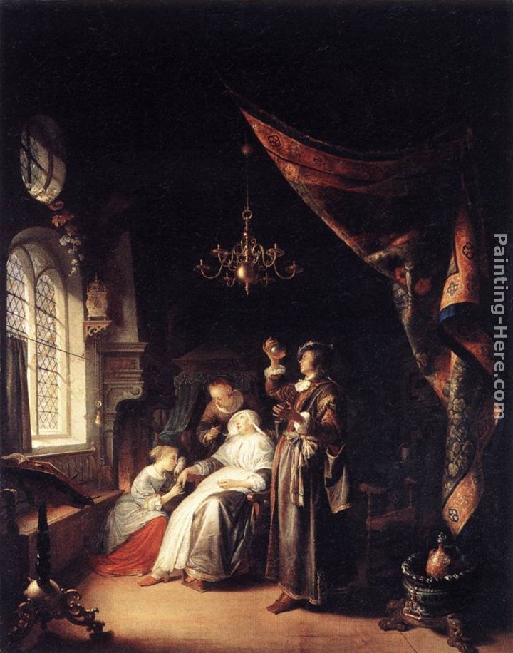 The Dropsical Woman painting - Gerrit Dou The Dropsical Woman art painting